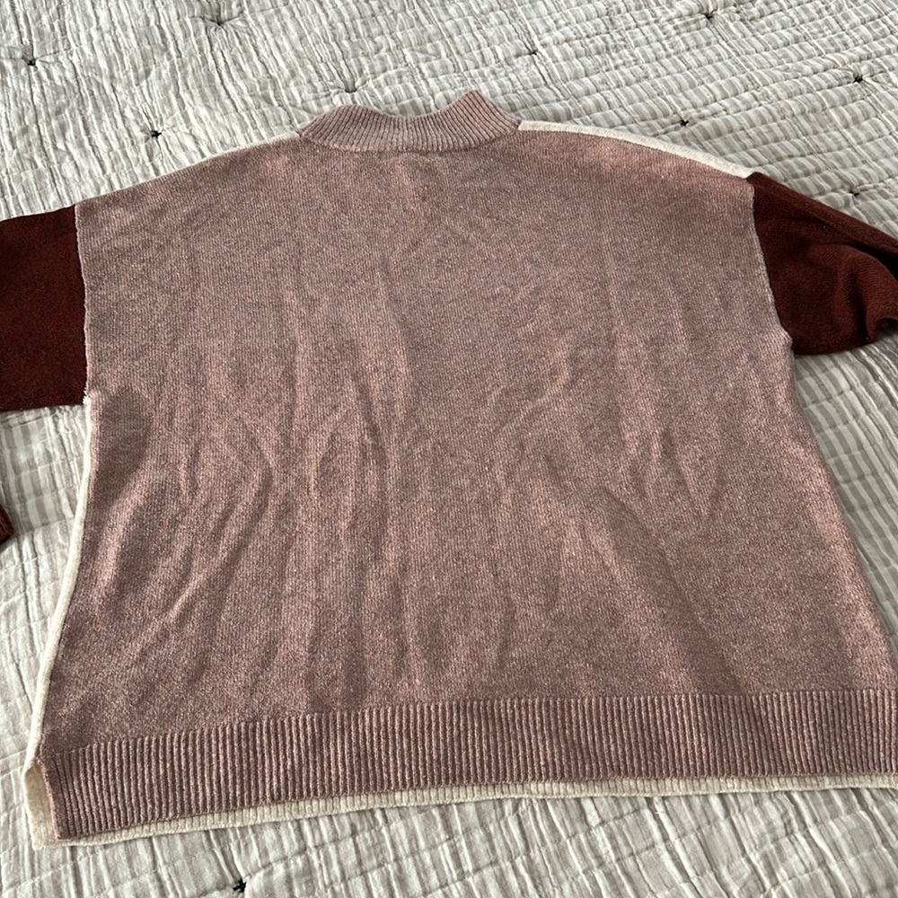 Madewell Redmond Mockneck Pocket Sweater in Colorblock Sz L - Picture 9 of 9